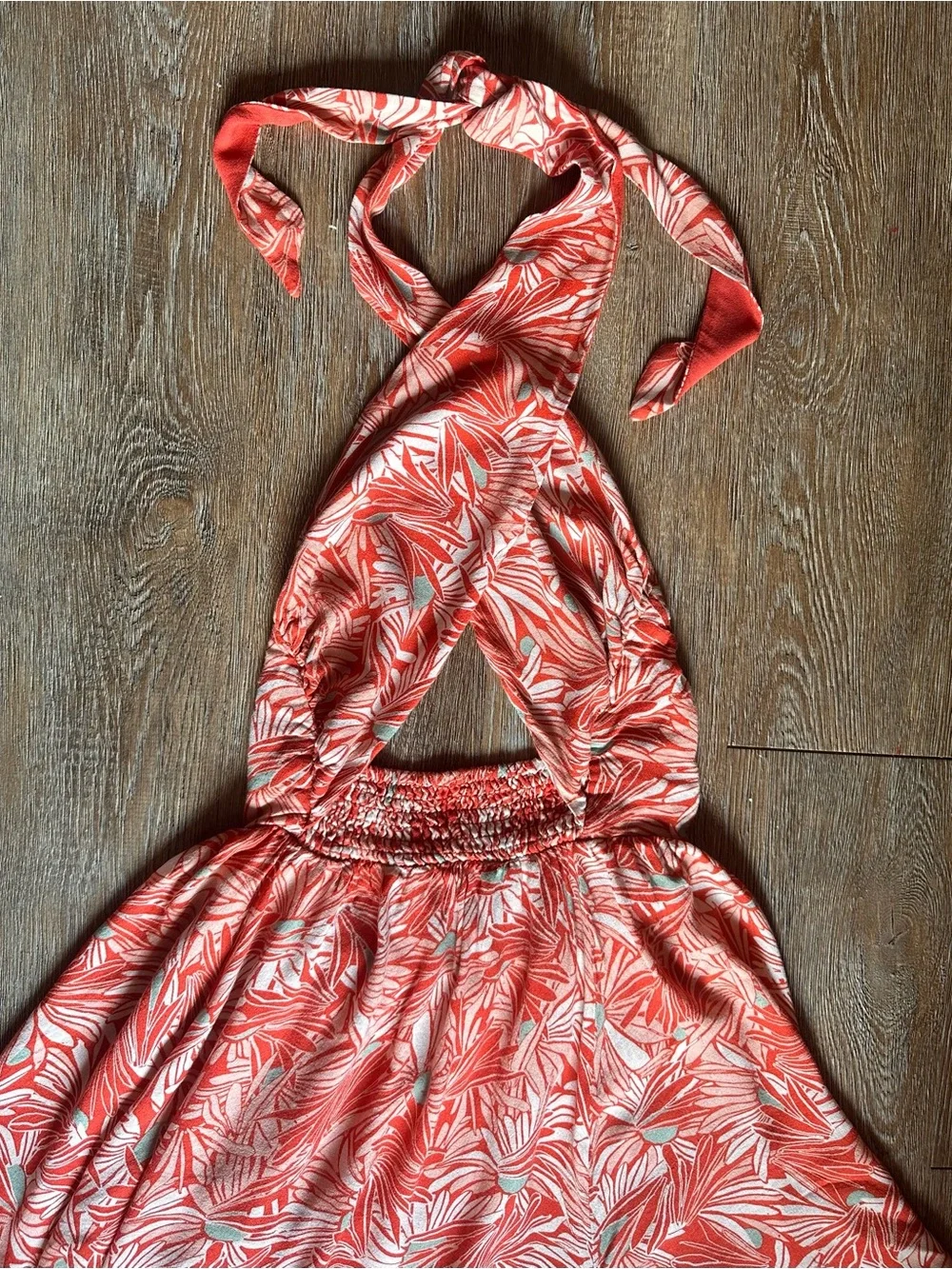 Free People Size S Orange Flower Floral Libby Convertible Halter Mini Dress